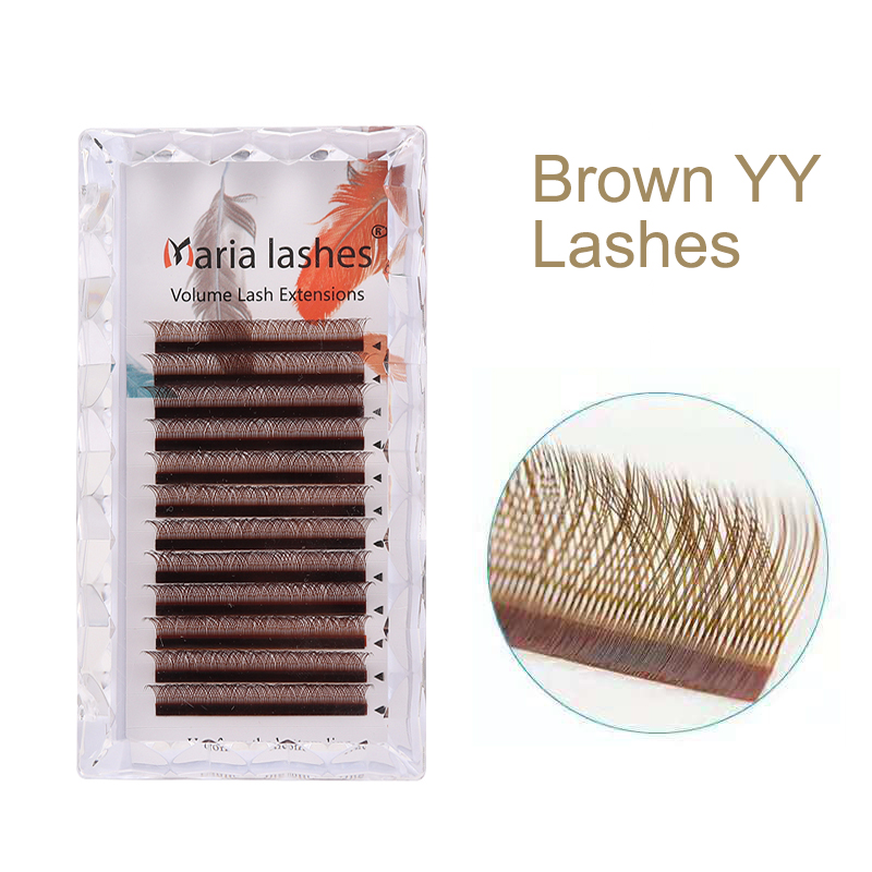 Eyelash Extension Logo - MARIA Brown YY Shaped Eyelash Colorful
