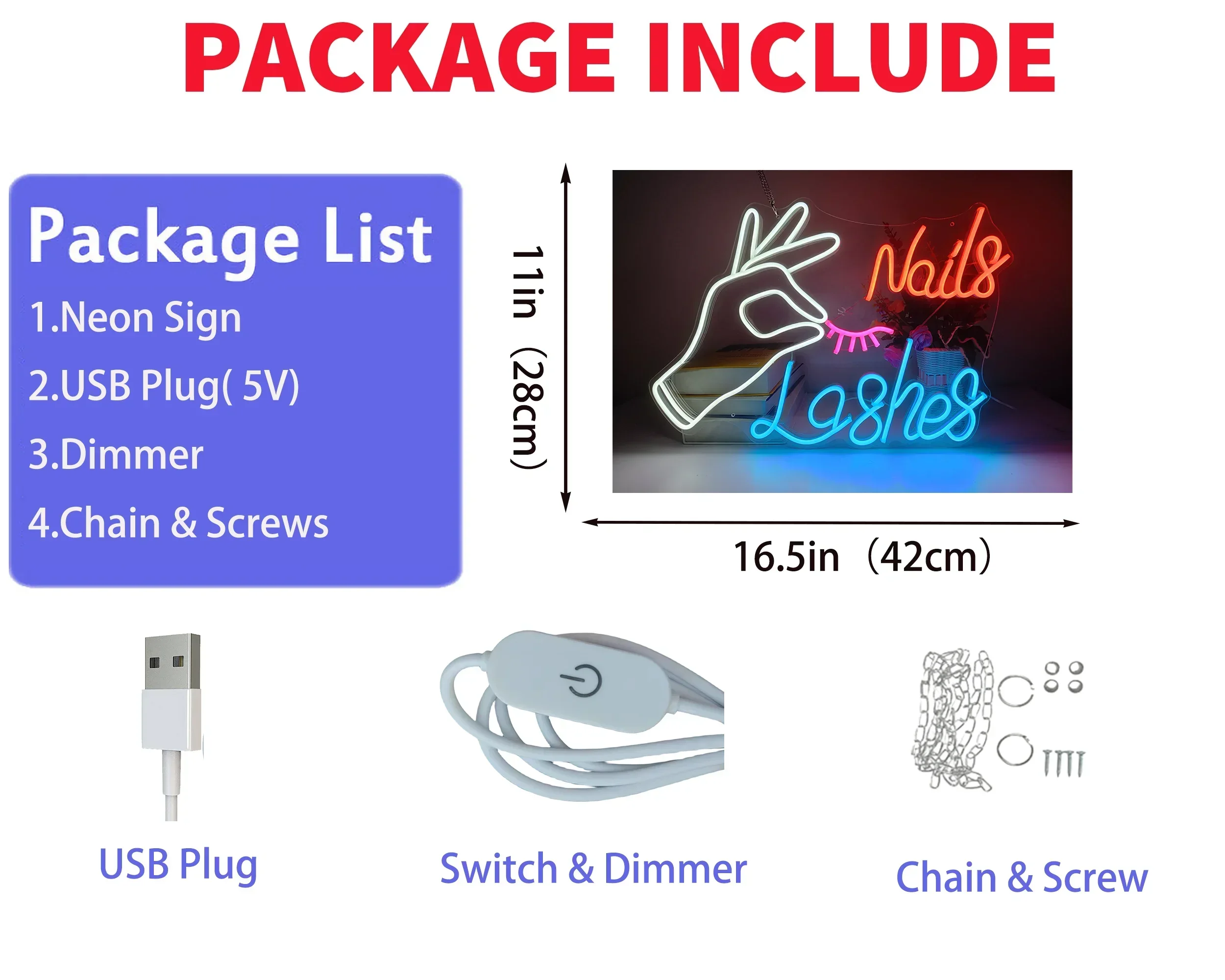 LED Nail Eyelash Neon Sign for - Eyelash Extension Logo recension och pris
